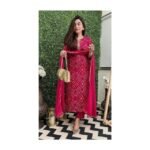 GoSriKi Women's Rayon Viscose Straight Bandhej Printed Kurta with Pant & Dupatta - Image 2