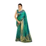 SWORNOF Womens Kanjivaram Banarasi Silk Saree Patola saree with Unstitched blouse piece