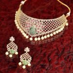 ZENEME Zenem Gold Plated White & Red American Diamond Studded - Image 2