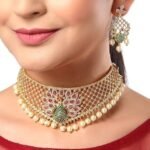 ZENEME Zenem Gold Plated White & Red American Diamond Studded - Image 4